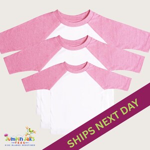 Pink Raglan Shirt, Toddler Girl Baseball Shirt, Kids Sublimation Shirts