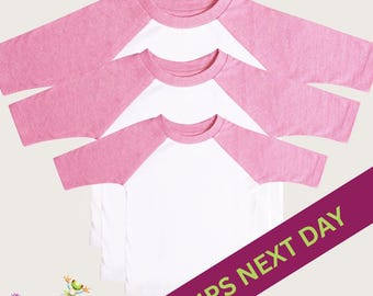 Pink Raglan Shirt, Toddler Girl Baseball Shirt, Kids Sublimation Shirts