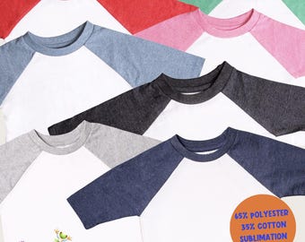 Fall Sublimation Shirt, Blank Baseball Shirt, Kids Size T-Shirts