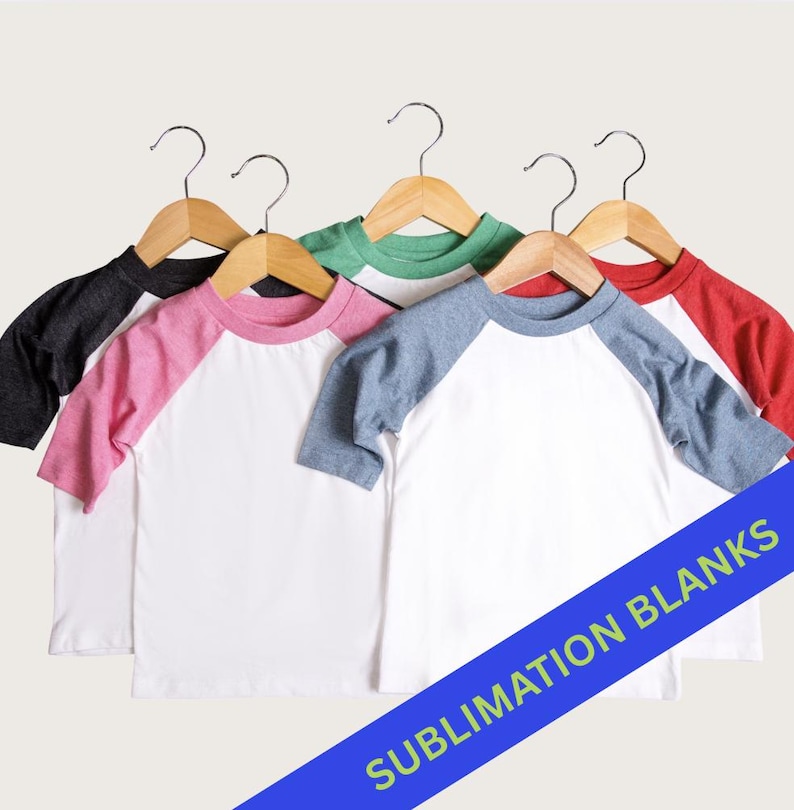 Kids Raglan Sublimation Shirt Blank: 65% Polyester, 3/4 Sleeve - Etsy
