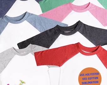 Polyester Shirts for Sublimation, Raglan Shirt, Kids Size T-Shirts