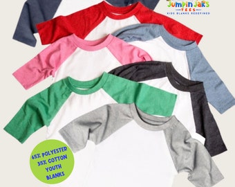 Youth Sublimation Blanks, Raglan Sleeve Shirts, Polyester Shirt