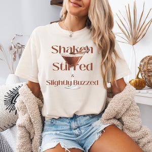 Shaken Stirred & Slightly Buzzed Espresso Martini Shirt | Vintage Cocktail Tee for Girls Night Out | Oversized Fun Fashion