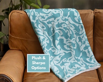 Whale Shark Blanket: Soft Velveteen, Plush Sherpa Throw Kid Friendly Decor