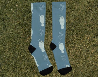 Manatee Crew Socks: Funny Animal Socks for Marine Biology Lovers