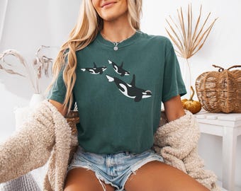 Camiseta Salmon Hat Orca: Cómoda camiseta de cuello redondo de biología marina