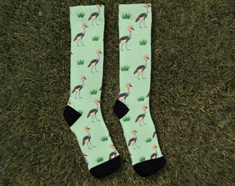 African Crown Crane Socks: Cushioned Crew Socks, Bird Lover Gift