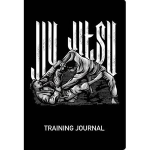 Puede incluir: Ilustraci&oacute;n en blanco y negro de dos personas practicando Jiu-Jitsu. El texto "Jiu-Jitsu" est&aacute; por encima de la ilustraci&oacute;n y "Training Journal" est&aacute; por debajo.