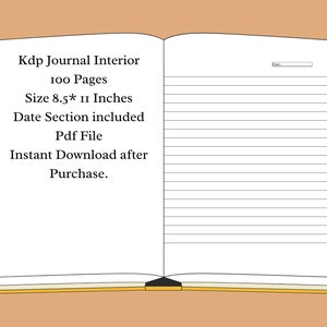 KDP Lined Notebook Interior Bundle with Date Section, 100 Pages, Size 8.511 Inches PDF File, Wide Ruled Lined Pages. image 4