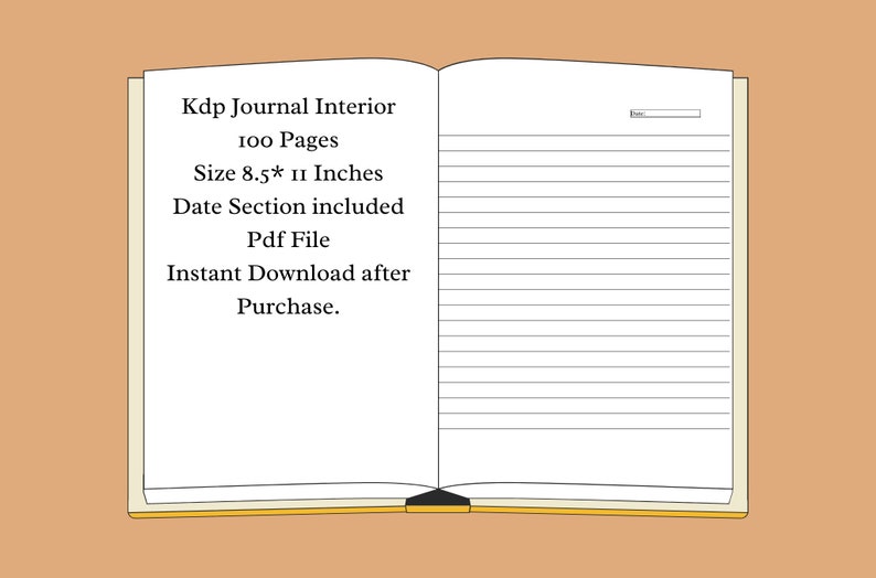 KDP Lined Notebook Interior Bundle with Date Section, 100 Pages, Size 8.511 Inches PDF File, Wide Ruled Lined Pages. image 4