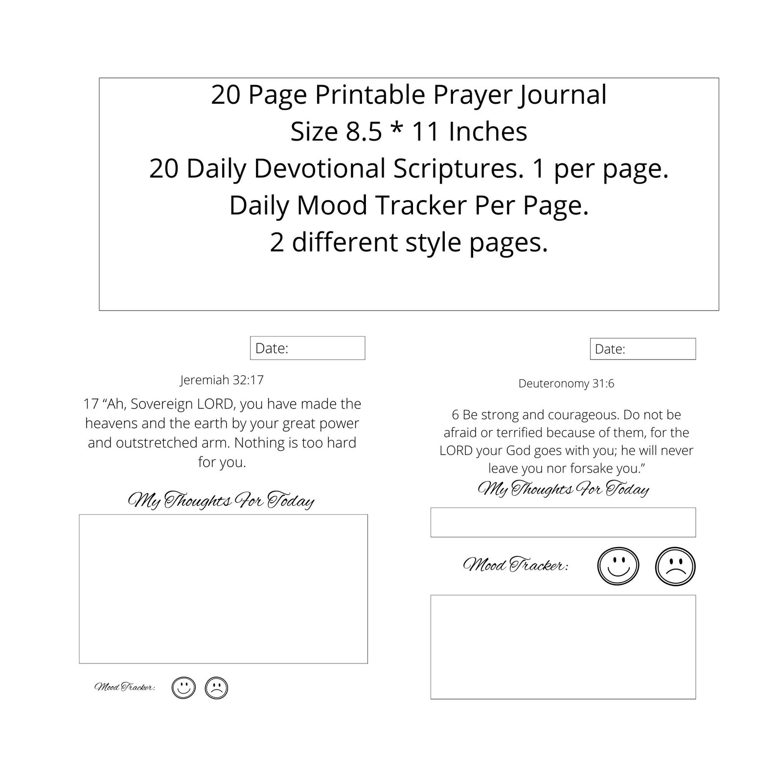 20 Page Printable Prayer Journal Pages Size 8.511 Inches. - Etsy