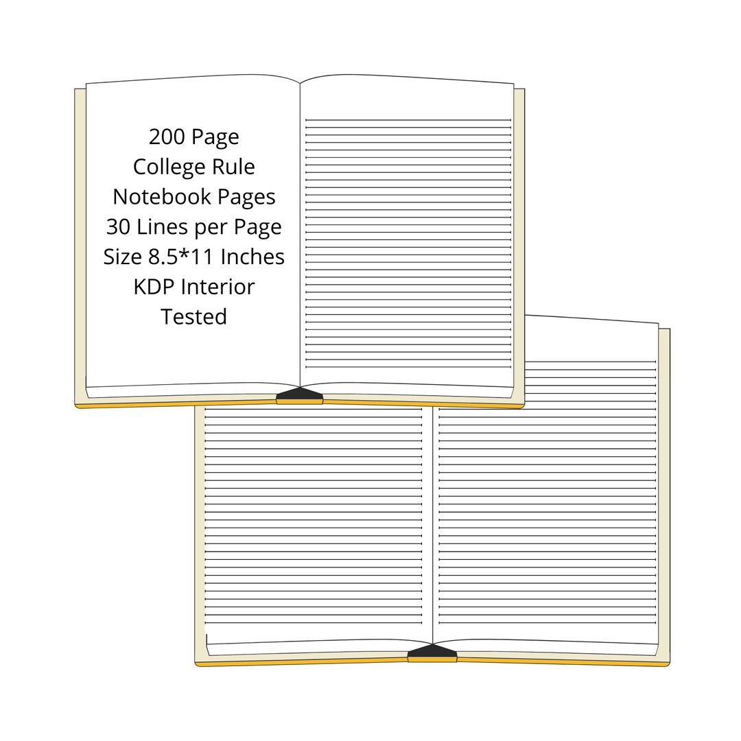 200 Page College Ruled Lined Notebook Interior Pages, 30 Lines per Page ...