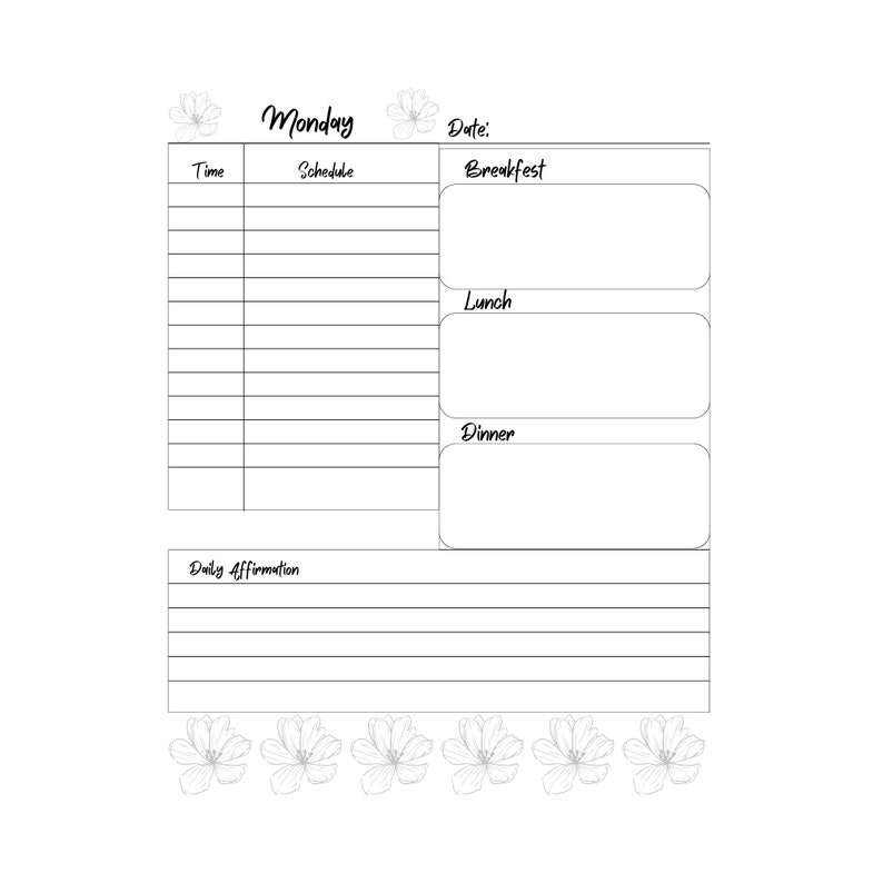 Amazon KDP Journal Interior Template. 198 Page Daily Journal, Daily Affirmation, Meal Planner, Hourly Schedule. image 6