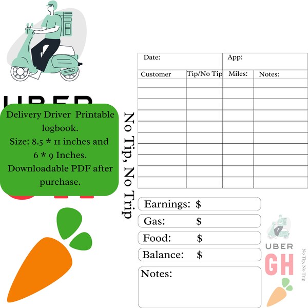 Driver Trip Sheet - Etsy