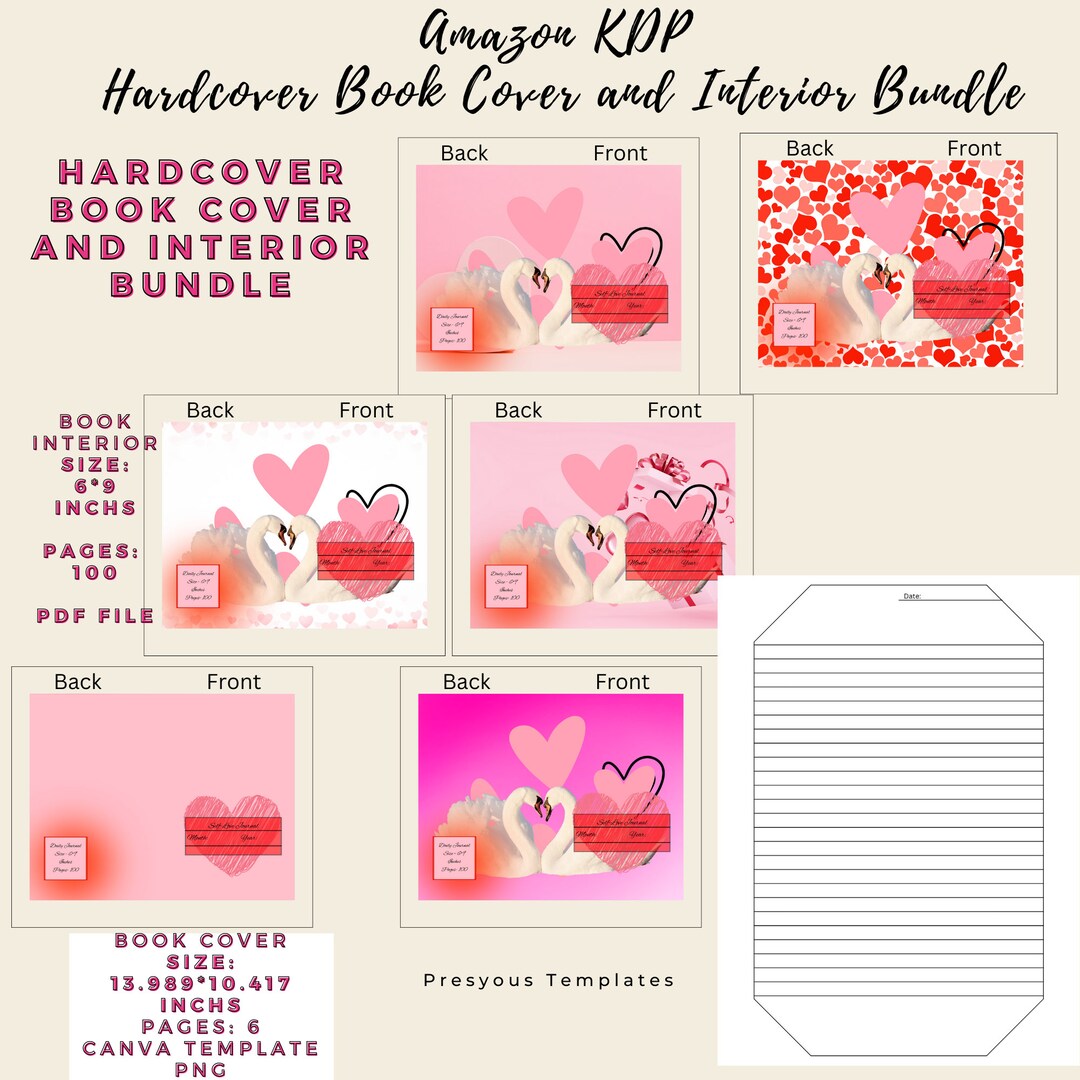 Amazon KDP Hardcover Book Cover Bundle 6 Book Cover Canva Etsy