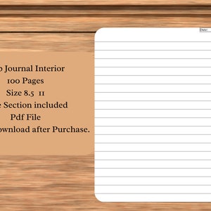 KDP Lined Notebook Interior Bundle with Date Section, 100 Pages, Size 8.511 Inches PDF File, Wide Ruled Lined Pages. image 5