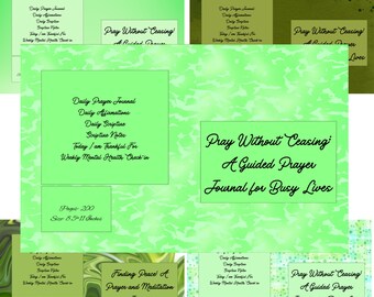 Amazon KDP Guided Prayer Journal Interior and Book Cover Bundle. Size 8.5*11 Inches, Green Edition, Canva Master Copy included.