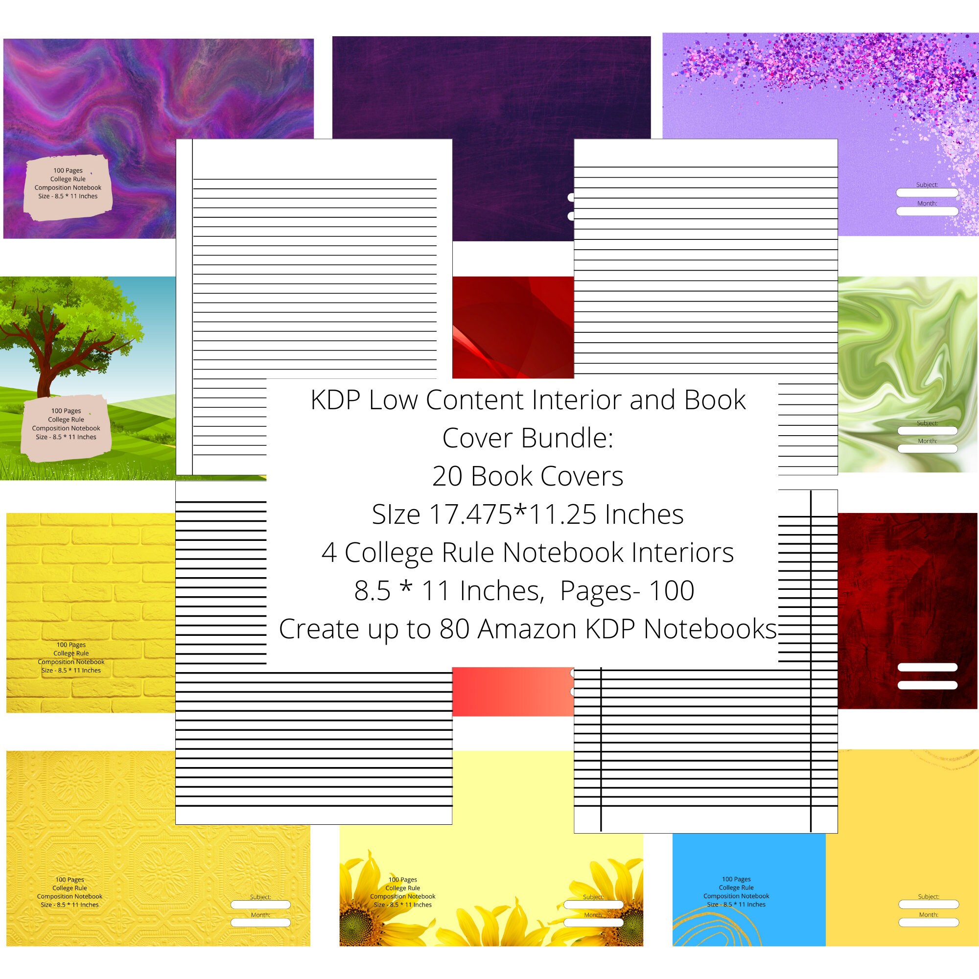 Low Content Book Cover and Interior Bundle, Create Over 80 KDP Books