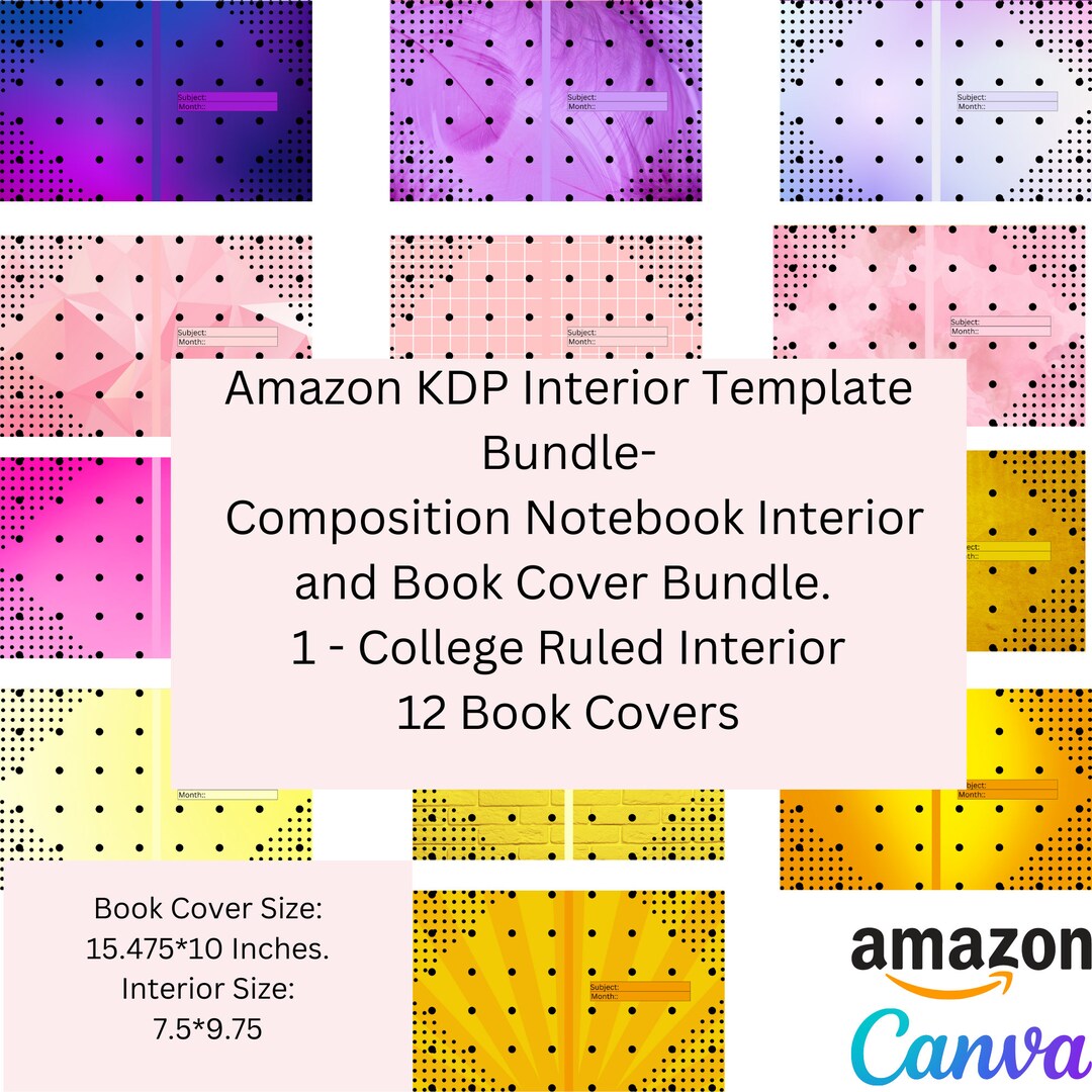 Amazon KDP Book Cover Bundle, 12 Book Cover Canva Templates, KDP Book