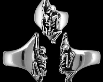 Skeleton Ring, 925 Sterling Silver Ring, Ring BR189, Size 10 Ring, Gordon and Smith, Climbing Finger Ring, Mountain Climber,