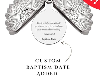 Custom Baptism Date Added Sunflower Locket Necklace Baptism Gift | JW Gift, Jehovah’s Witness Encouragement Gift