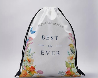 Baptism Gift Drawstring Bag – &quot;Best Life Ever&quot; Floral JW Bag | JW Baptism Gift | JW Gift