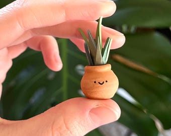 Tiny Potted Plant: Terracotta Pot with Fake Plant Miniature Desk Toy Small Flower Gift for Office Decor or Fairy Garden, Succulent Cactus