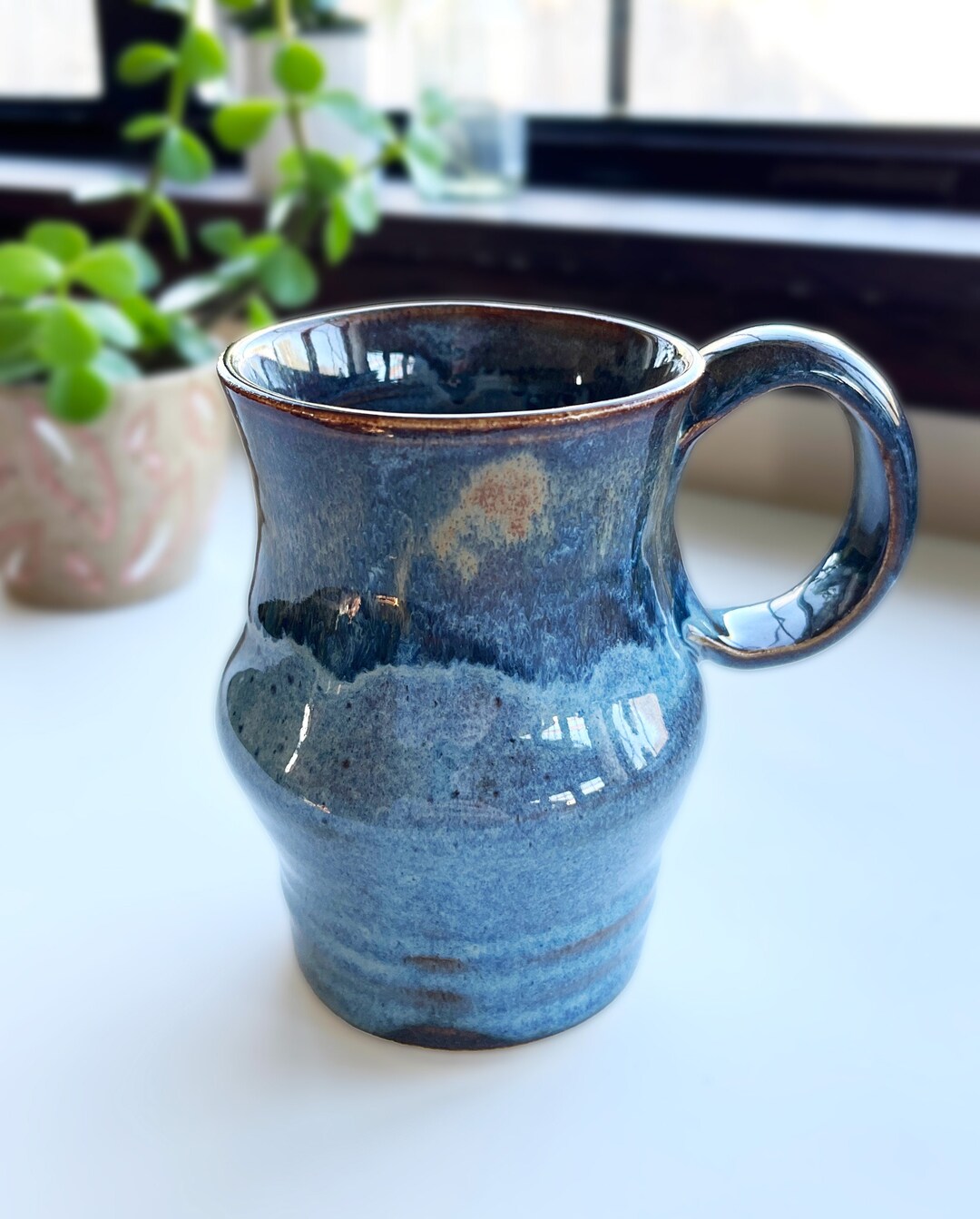 Ceramic Handmade Blue Glazed Mug, 10oz Mug, Ceramic Cup for Coffee Tea