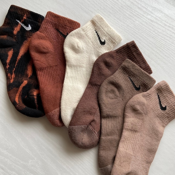 Custom Dyed Nike Ankle Socks - Fall Neutral Colors / Coffee Pack