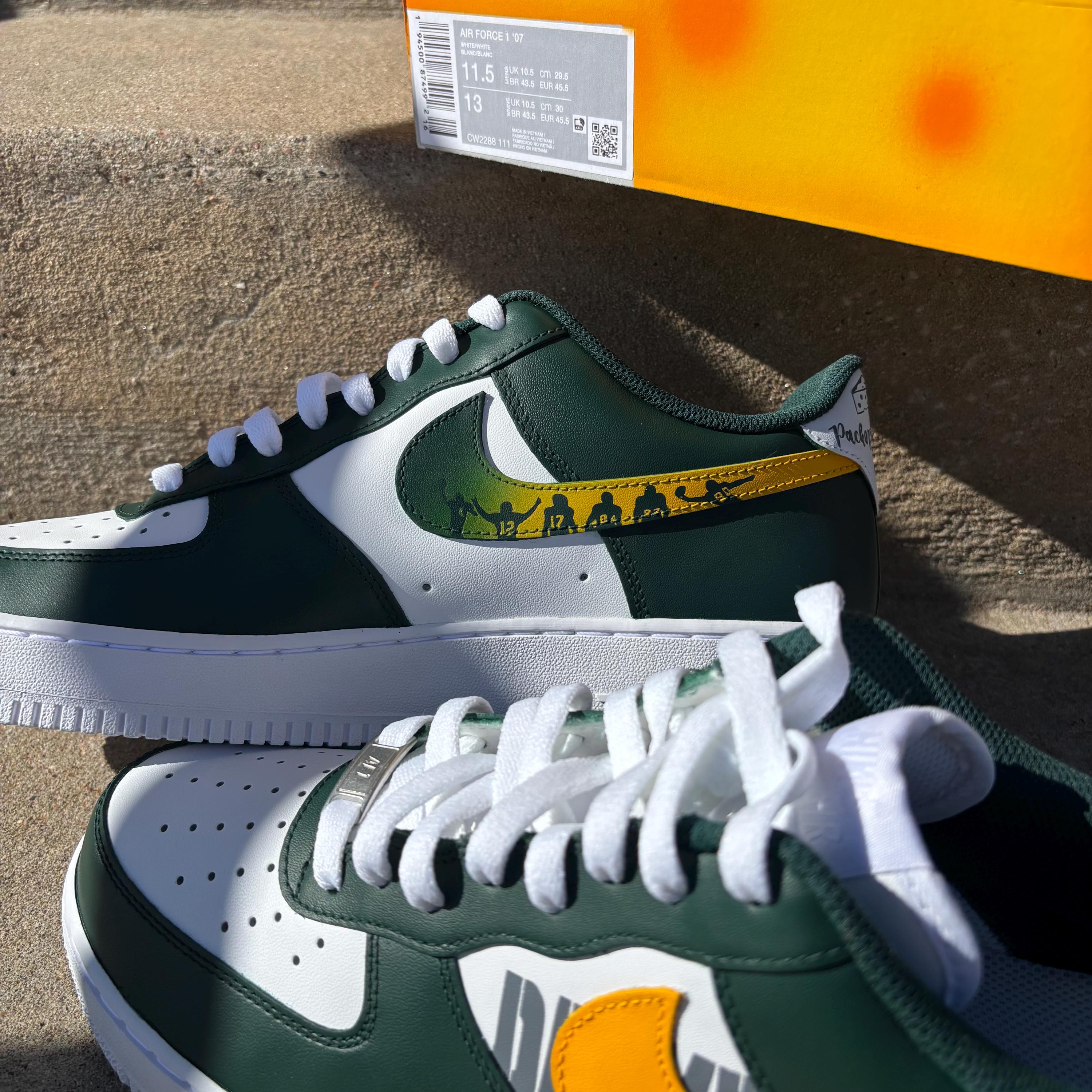 Green Bay Packers Custom Painted Shoes - Nike Air Force 1 Low - Etsy