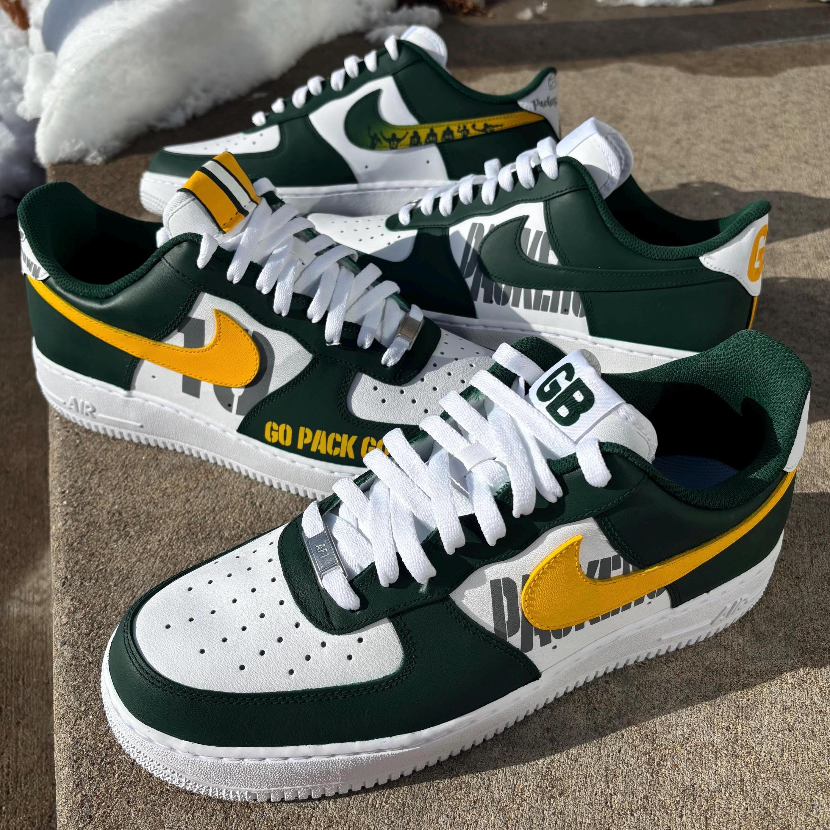 Green Bay Packers Custom Painted Shoes - Nike Air Force 1 Low - Etsy