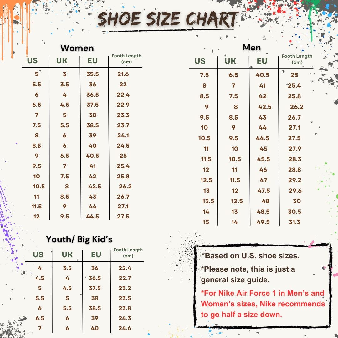 sizing for nike air force 1