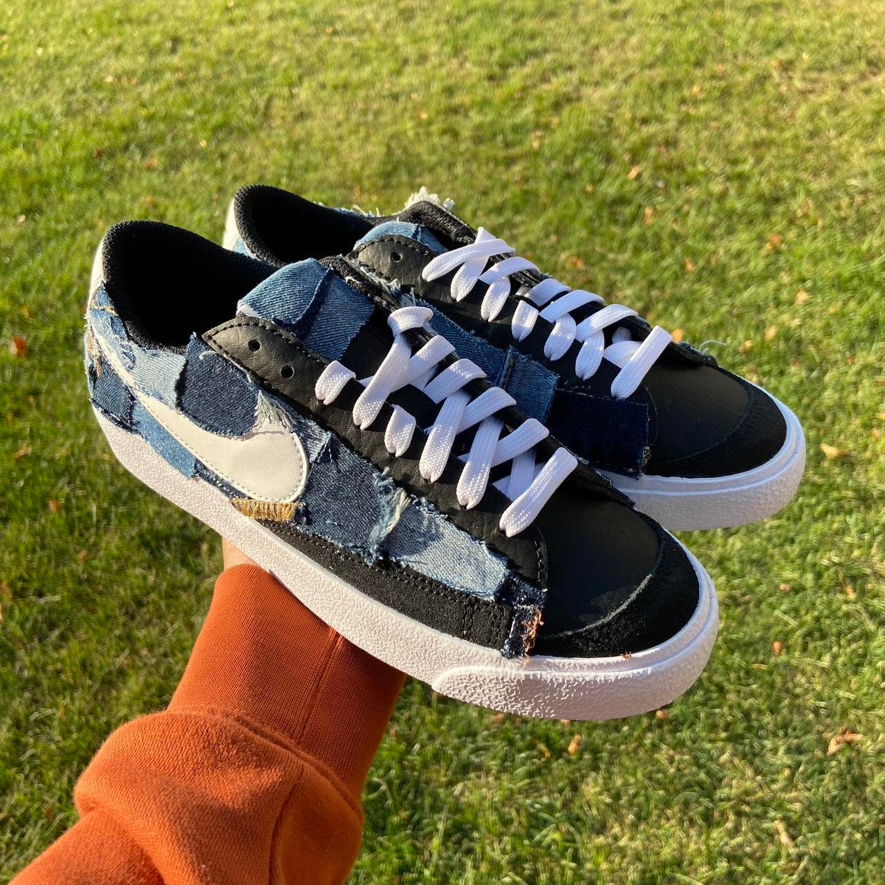 Nike Blazer Low - Denim Patchwork Customized Sneakers - Size