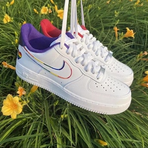 Nike Air Force 1 Low - Custom Painted Rainbow Pride Shoes - Size 7Y/ 8.5 Women