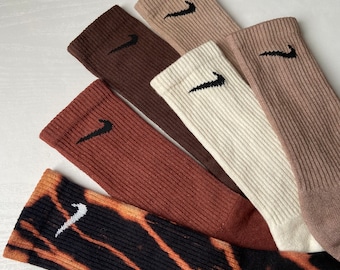Custom Dyed Nike Crew Socks - Fall Neutral Colors / Coffee Pack