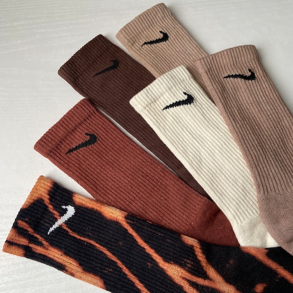 Custom Dyed Nike Crew Socks - Fall Neutral Colors / Coffee Pack