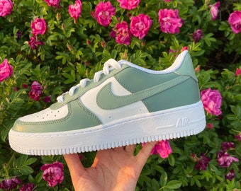 Nike Air Force 1 Low - ‘Sage Green’ Custom Painted Shoes