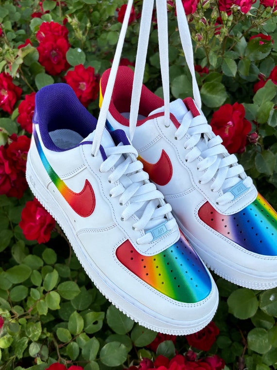 Nike Air Force 1 Low airbrush Rainbow Custom Painted Shoes Etsy