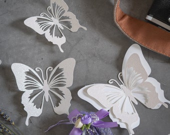 3D Wall Butterflies, White Glitter, Butterfly Wall Decor, Boho Decor, Nursery Decor, Home Decor, Party Favors, Wedding Decor, Cake Toppers