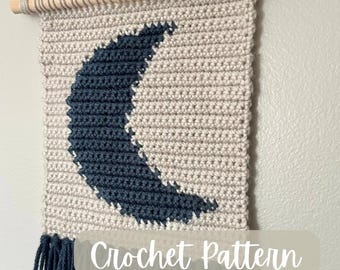 Mini Moon Wall Hanging Crochet Pattern-Digital Download Moon Wall Hanging Pattern-Moon Crochet Tapestry Pattern