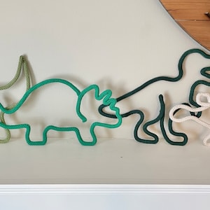 Dinosaur Wall Hangings-Knitted Wire Dinosaurs-Brachiosaurus, T-Rex, Stegosaurus, Triceratops-Child’s room, nursery, kid’s room decor