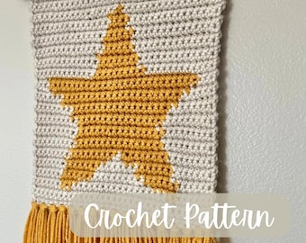 Mini Star Wall Hanging Crochet Pattern-Digital Download Star Wall Hanging Pattern-Star Crochet Tapestry Pattern