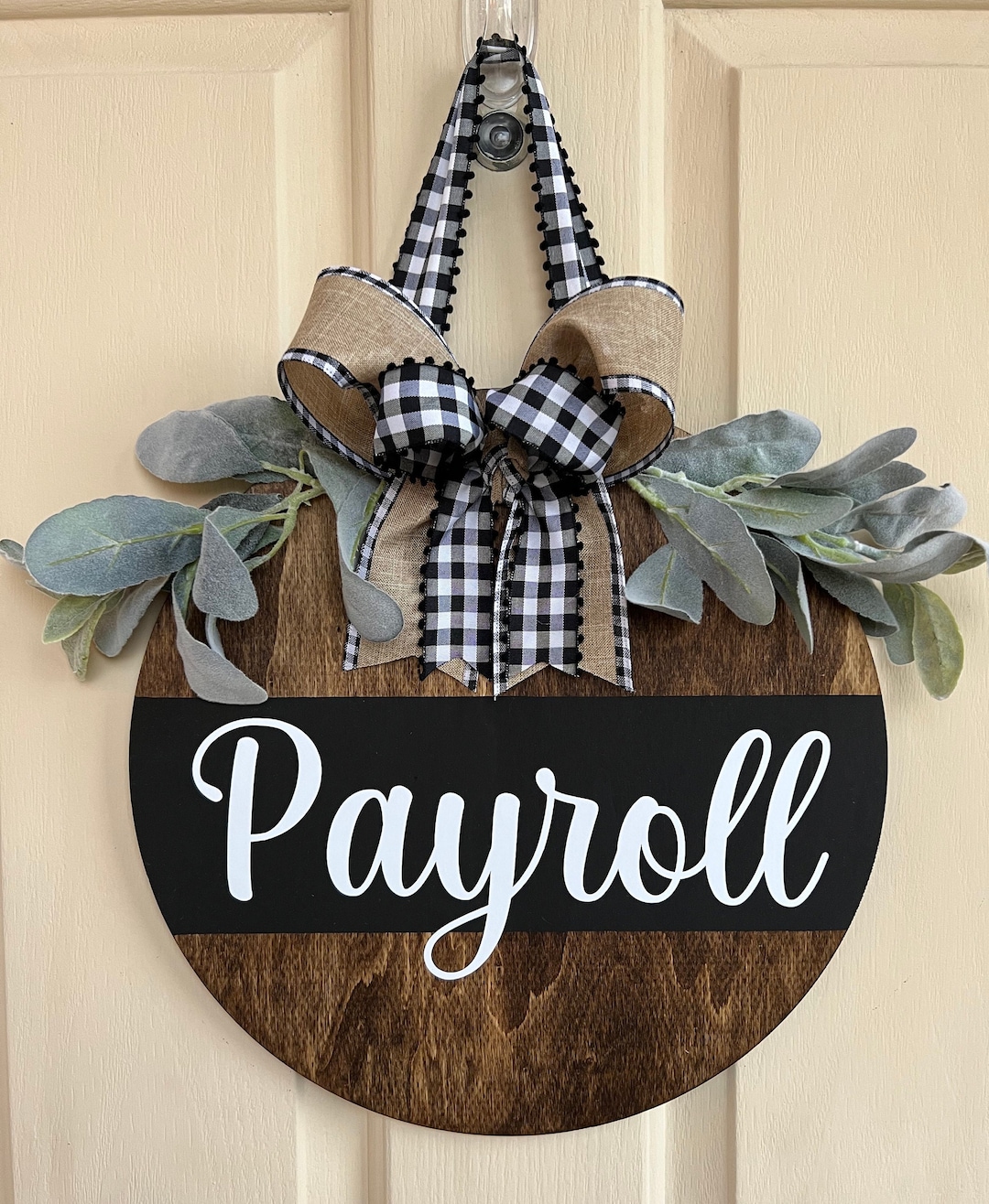 Office Door Sign Office Wood Door Hanger Personalized Wood Sign Wood Round Last Name Sign Custom