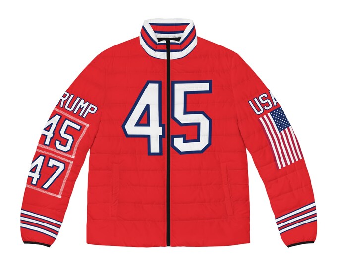 Trump President USA Flag Game Day Men's Puffer Coat - Red - Etsy