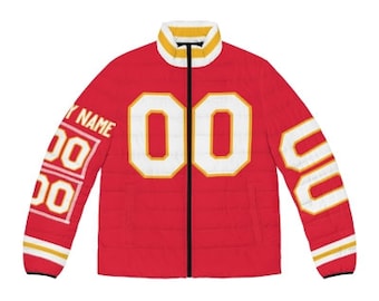 Custom Kansas City Name & Number Taylor's Game Day Men's Puffer Jacket/ Coat
