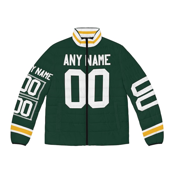 Green Bay Custom Name & Number Taylor Game Day Men's Puffer Jacket/ Coat