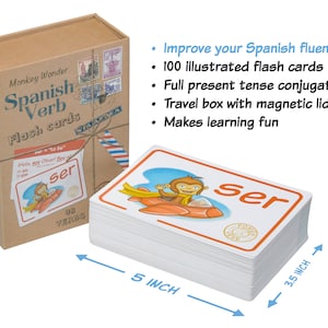Spanische Verb Lernkarten von Monkey Wonder