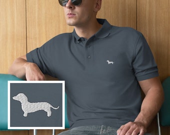 Dachshund Polo Golf Shirt, Doxie Dog Shirt for Men, Wiener Dog Shirt, Dog Lover Shirt, Dachshund Dad Polo Shirt, Dog Dad Shirt Gift