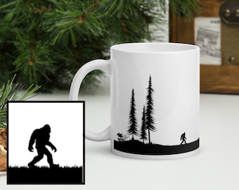 Bigfoot Coffee Mug, Sasquatch Coffee Cup, Camping Coffee Mug, Coffee Lover Gift, Bigfoot Gift, Sasquatch Gift, Cryptid Mug, Bigfoot Men