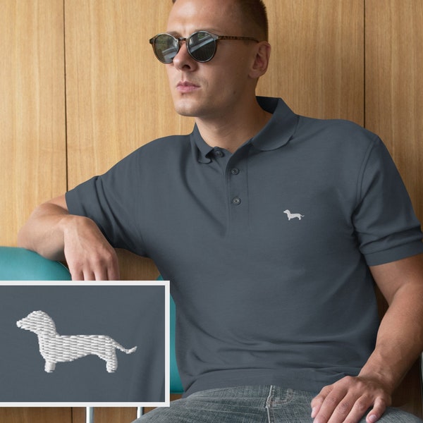 Dachshund Polo Golf Shirt, Doxie Dog Shirt for Men, Wiener Dog Shirt, Dog Lover Shirt, Dachshund Dad Polo Shirt, Dog Dad Shirt Gift